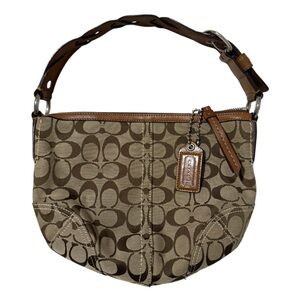 Coach Tan and Brown Signature Shoulder Bag